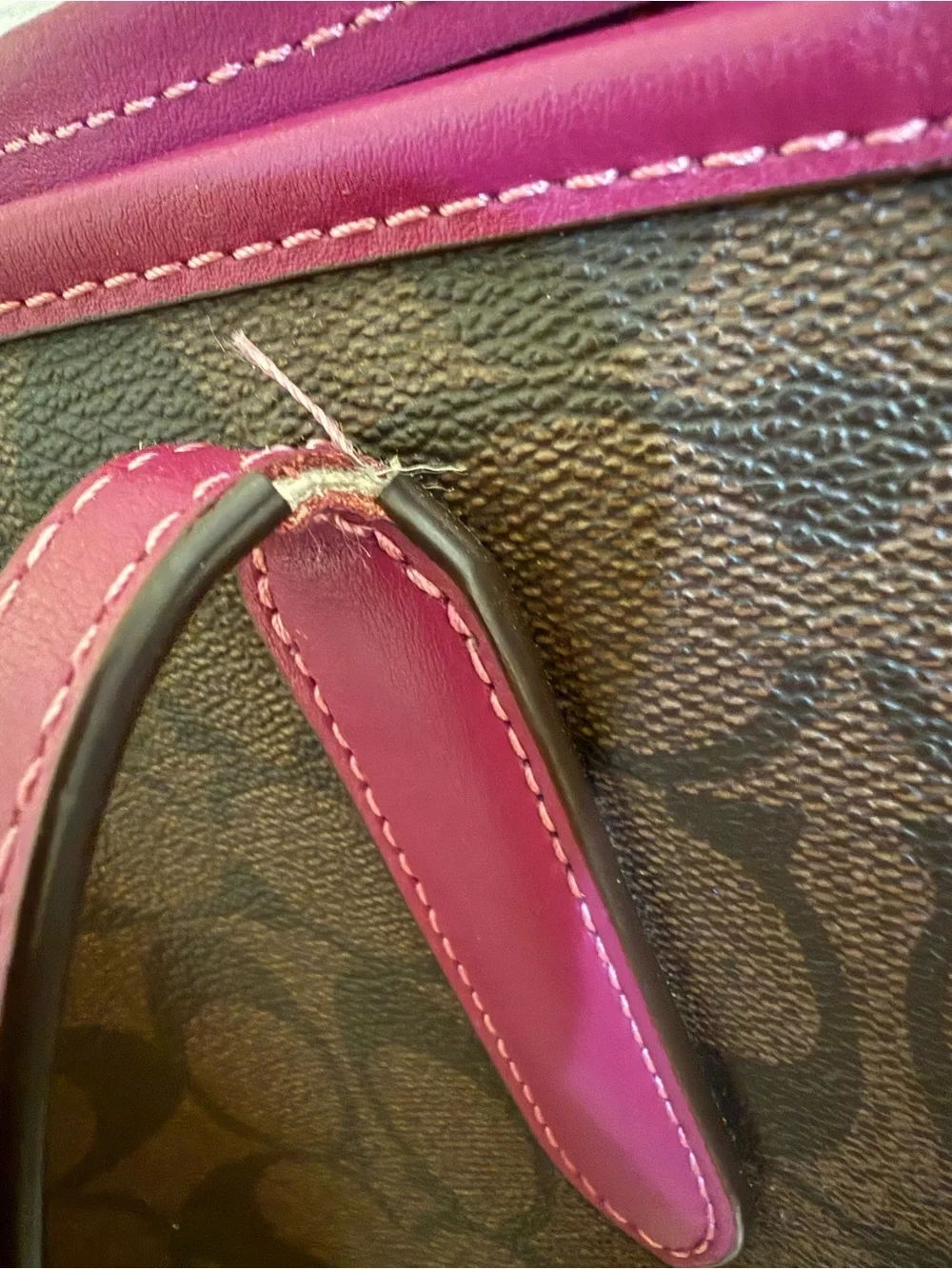 Coach Black Signature Tote with Plum Trim